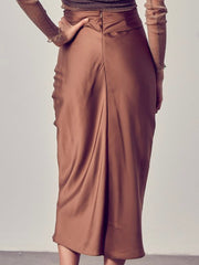 Elegant Front Tie Midi Skirt