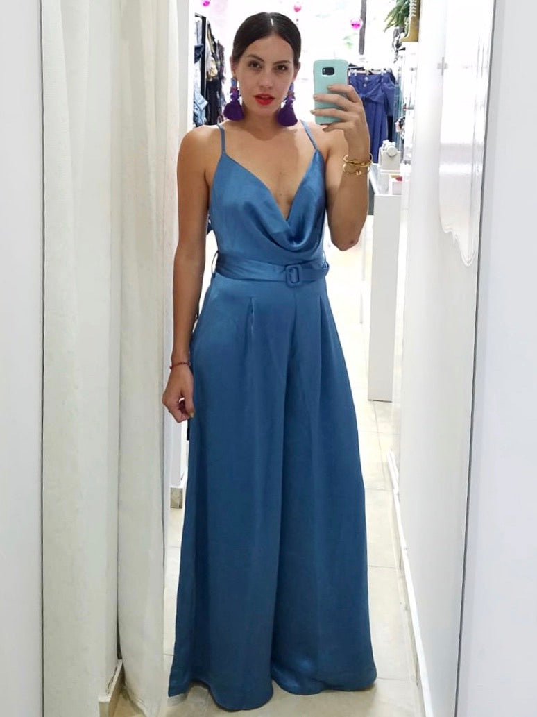 Midnight Blue Cowl Jumpsuit