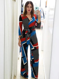 Black Print Wrap Jumpsuit