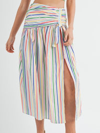 Beautiful Multi Striped Midi Skirt