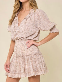 Neutral Leopard Tiered Short dress