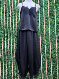 Black Satin Barrel Pant