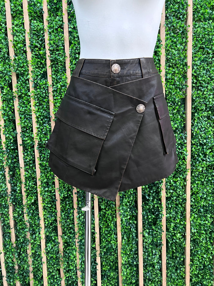 Double Belted Pleather Skort