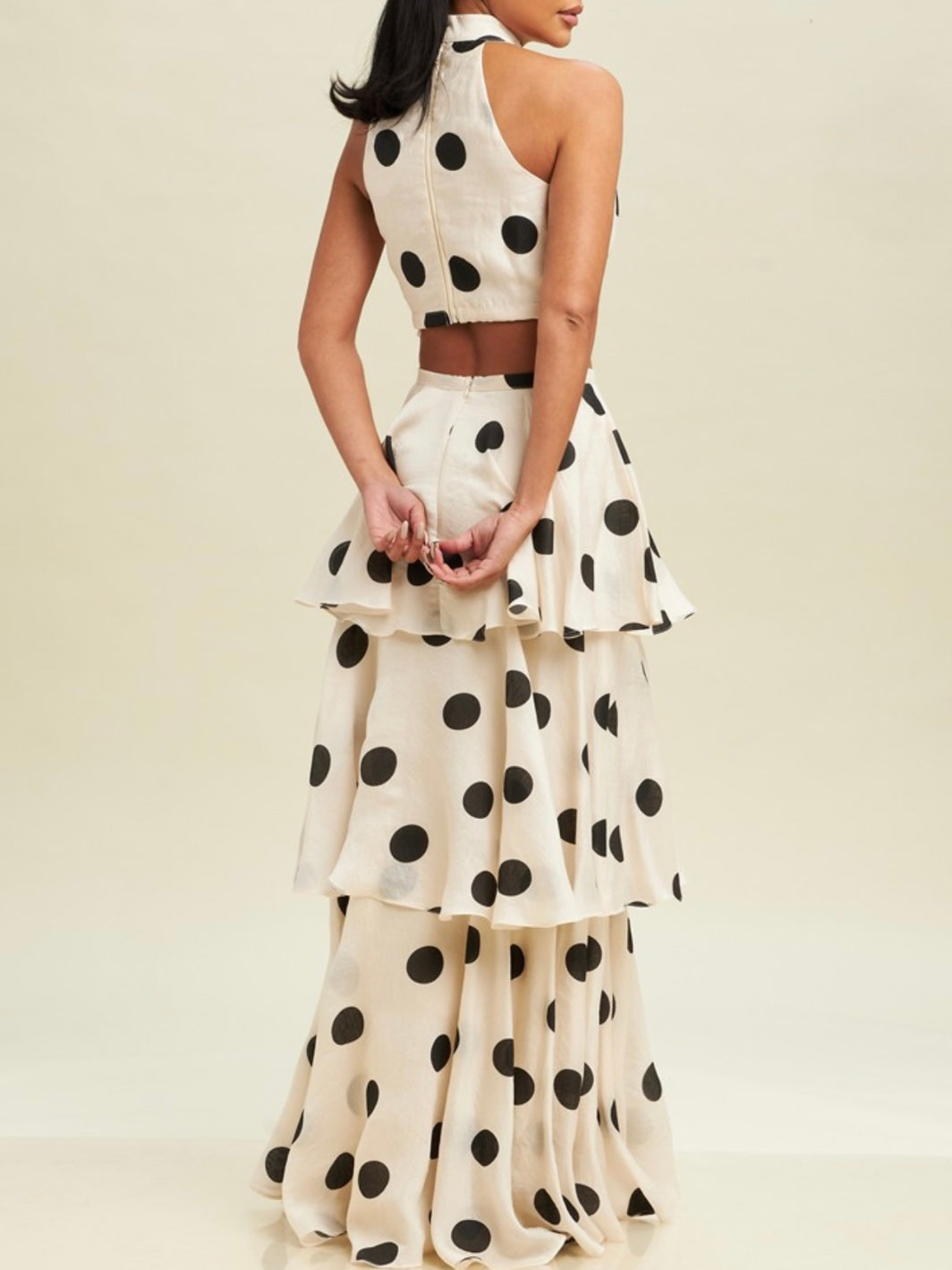 Beautiful Polka Dot Layered Maxi Skirt