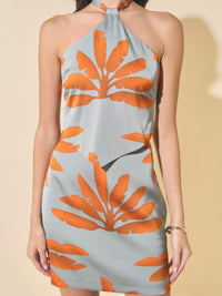 Grey Orange Floral Skirt