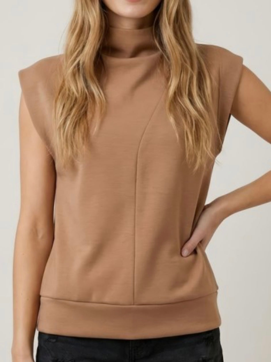 Structured Modal Mock Neck Sleeveless Top