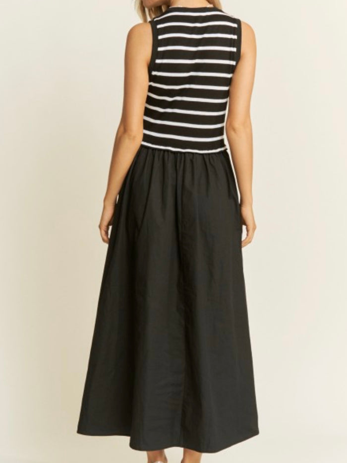 Contrast Knit Stripe Midi Dress
