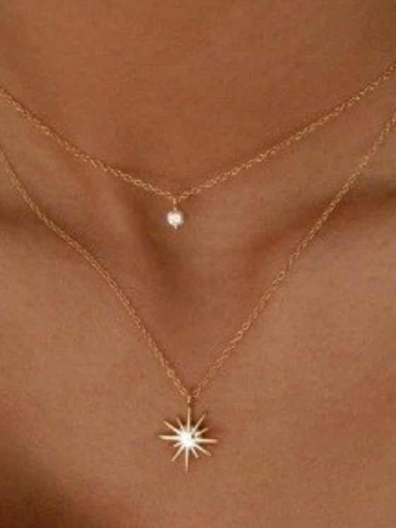 SS Starburst Layered Necklace
