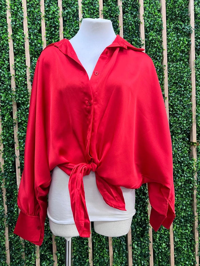 Button Down Satin Blouse