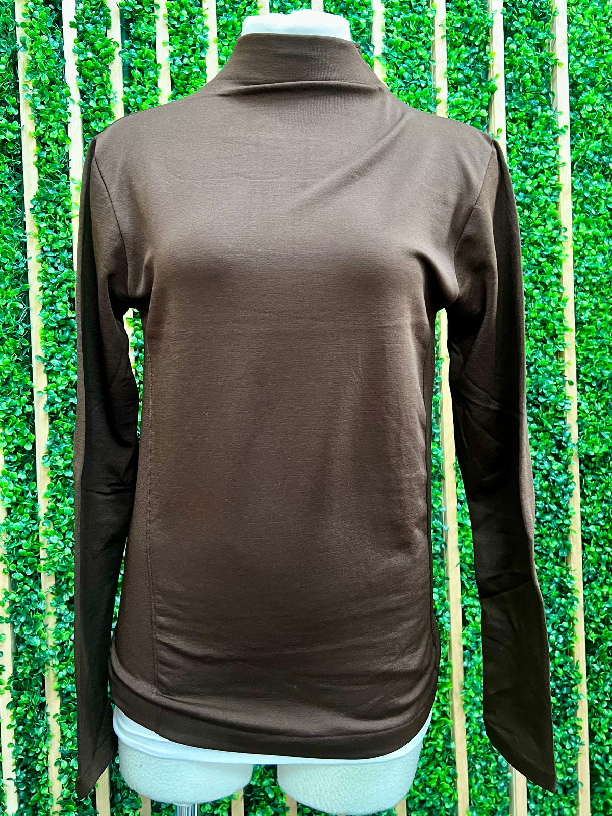 Solid Fleece Mock Neck Long Sleeve Thermal Top