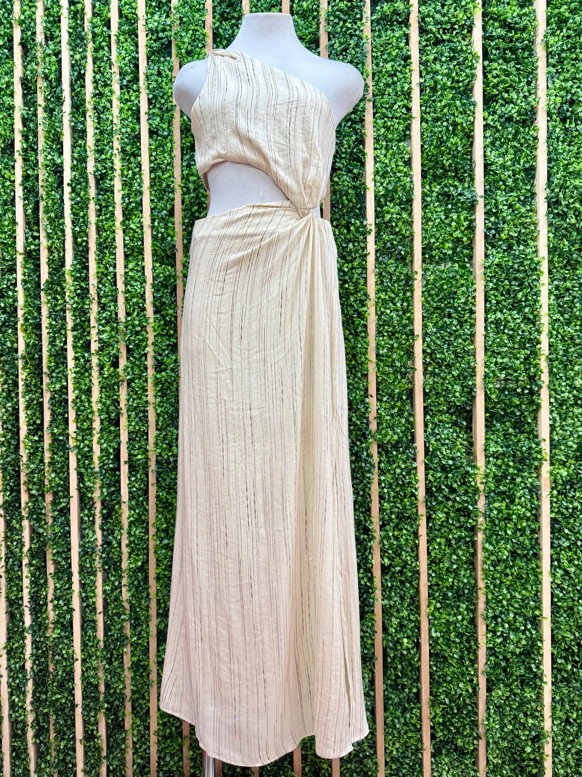 Oatmeal Side Cutout One Shoulder Maxi Dress
