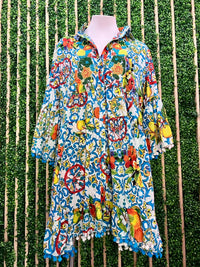 Italy Print Mix Short Dress