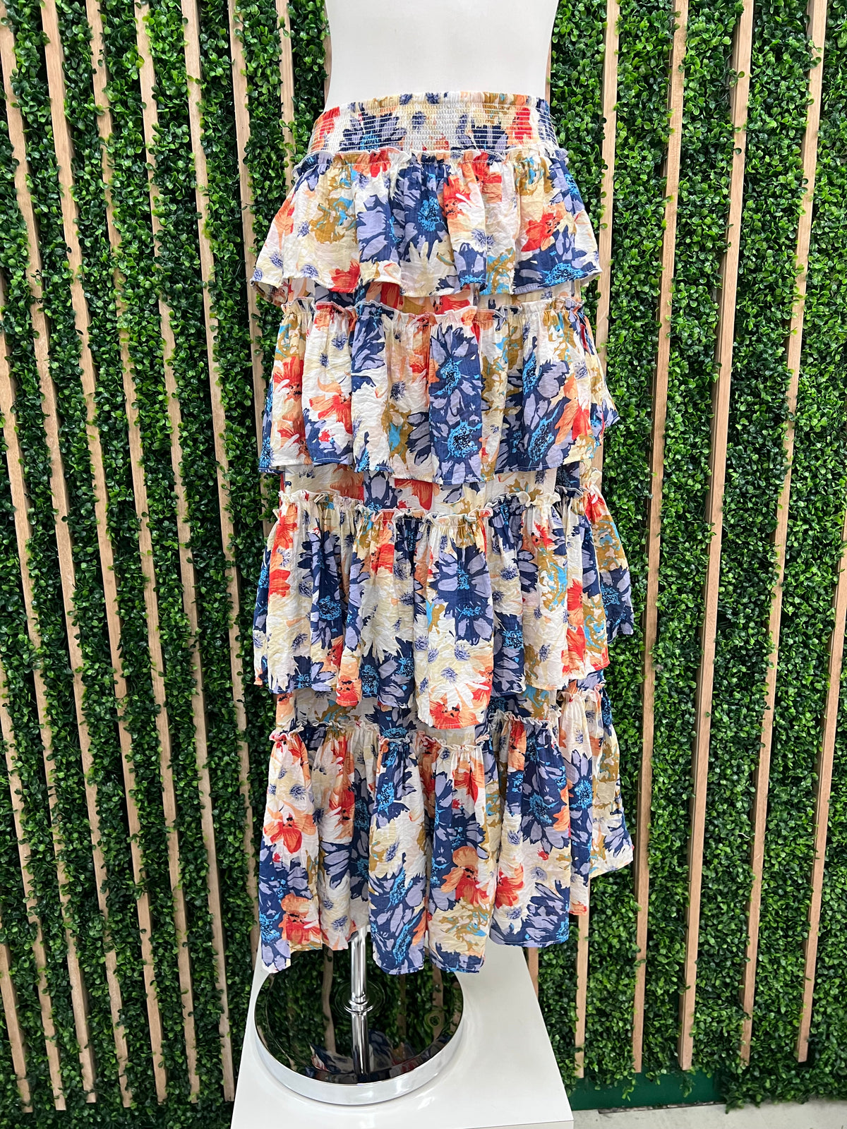 Violet Orange Floral Maxi Skirt