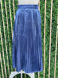 Satin Pleated Midi Skirt