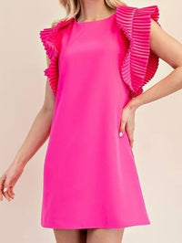 Pleated Shoulder Short Dress