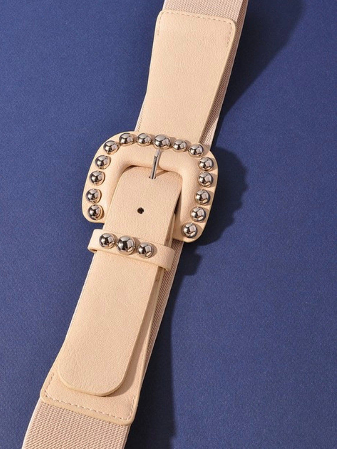 Studded Rectangle Buckle Elastic Belt