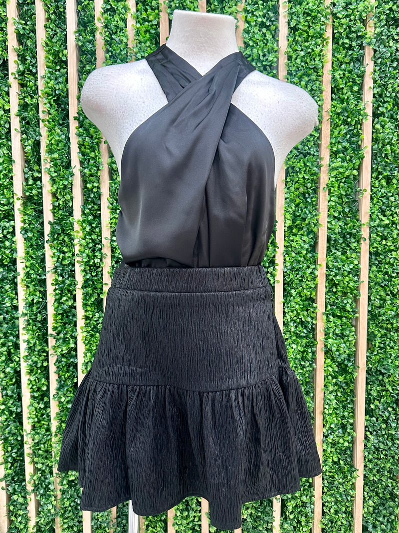 Textured Metallic Finish Fabric Skort