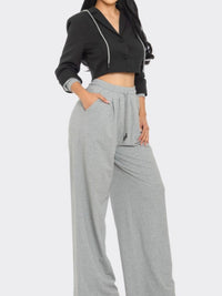 Black Grey Hoodie Blazer Pant Set