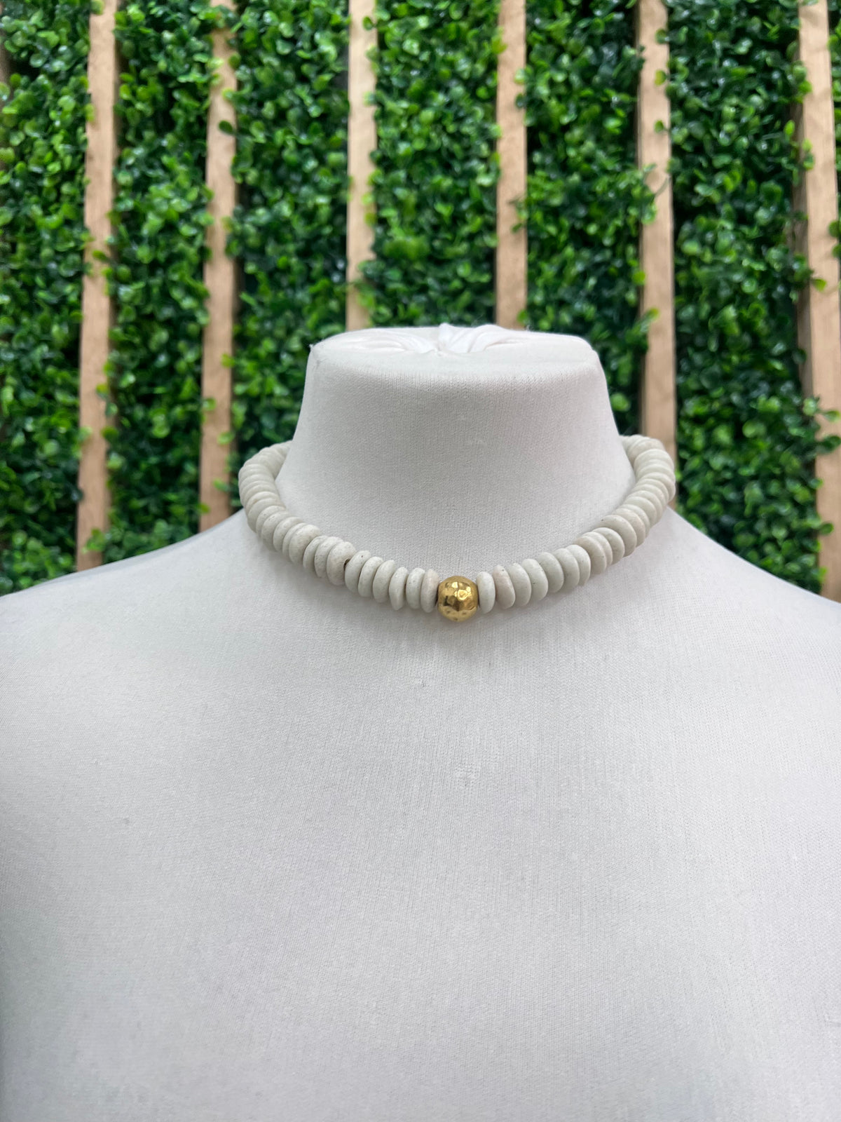 Heishi Clay Bone Choker Necklace