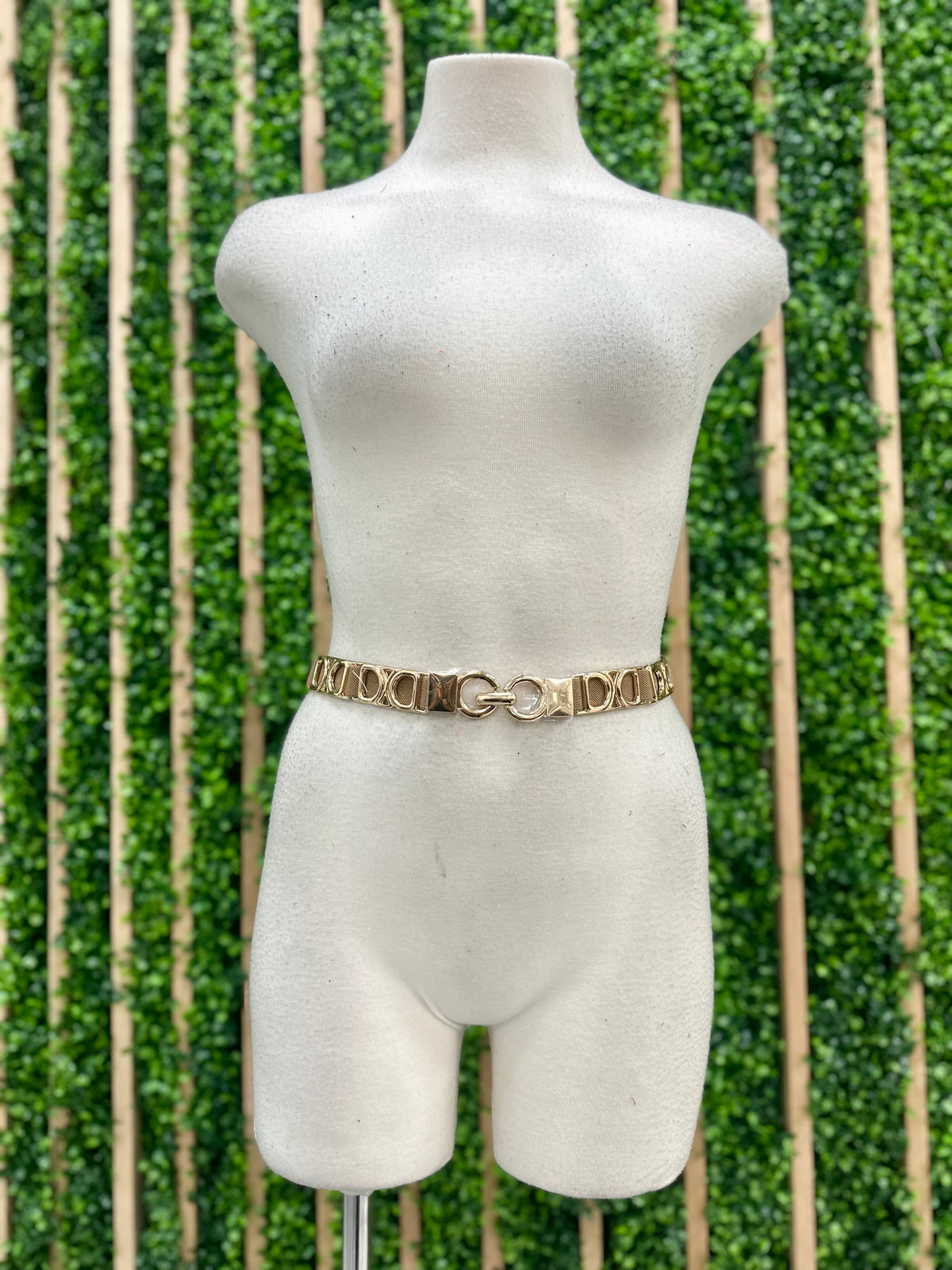 Thin Metallic D Links Stretch Belt