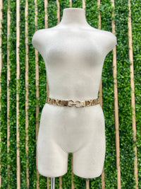 Thin Metallic D Links Stretch Belt