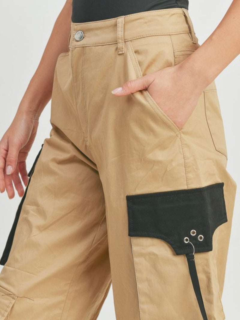 Khaki Black Cargo Jogger