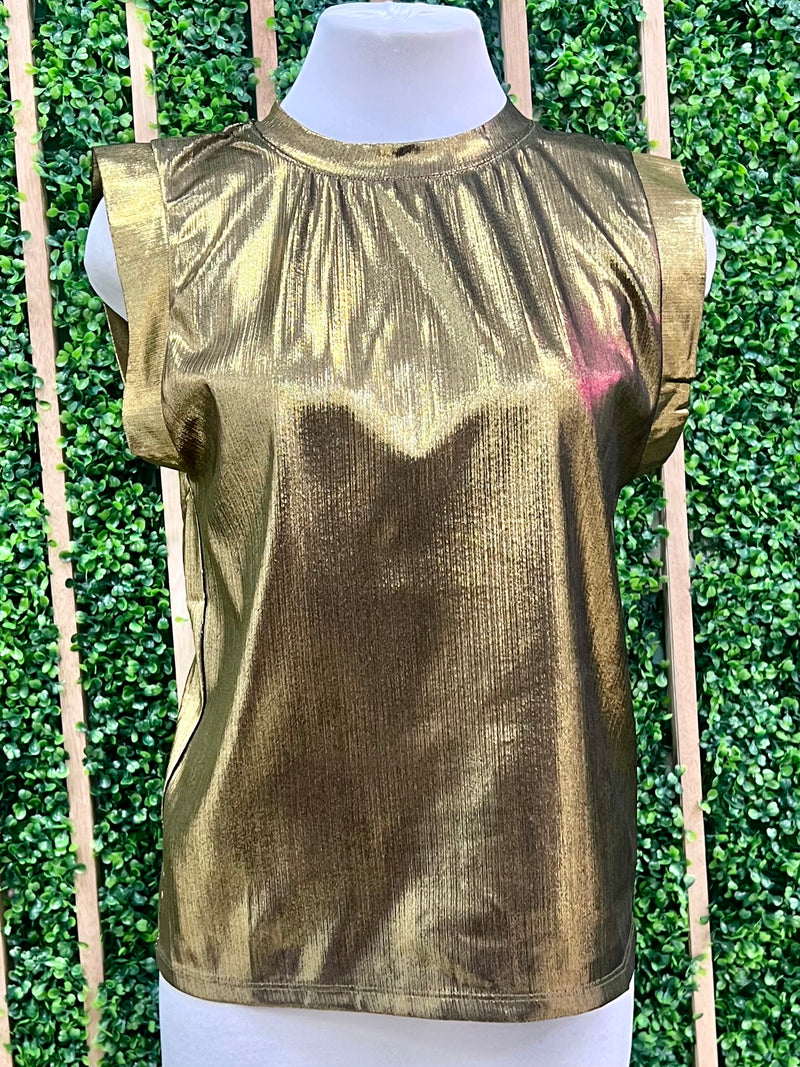 Metallic Cap Sleeve Top