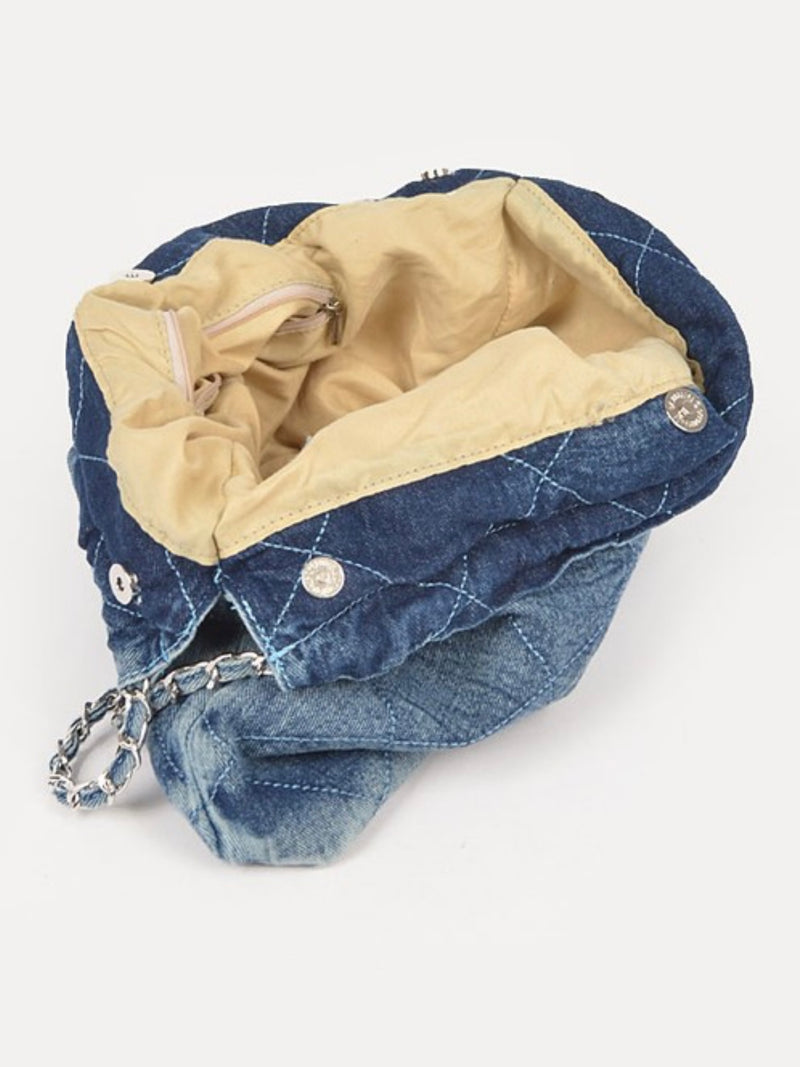 Large Quilted Denim Chain Bag