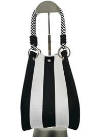 Striped Ring Clasp Woven Bucket Bag