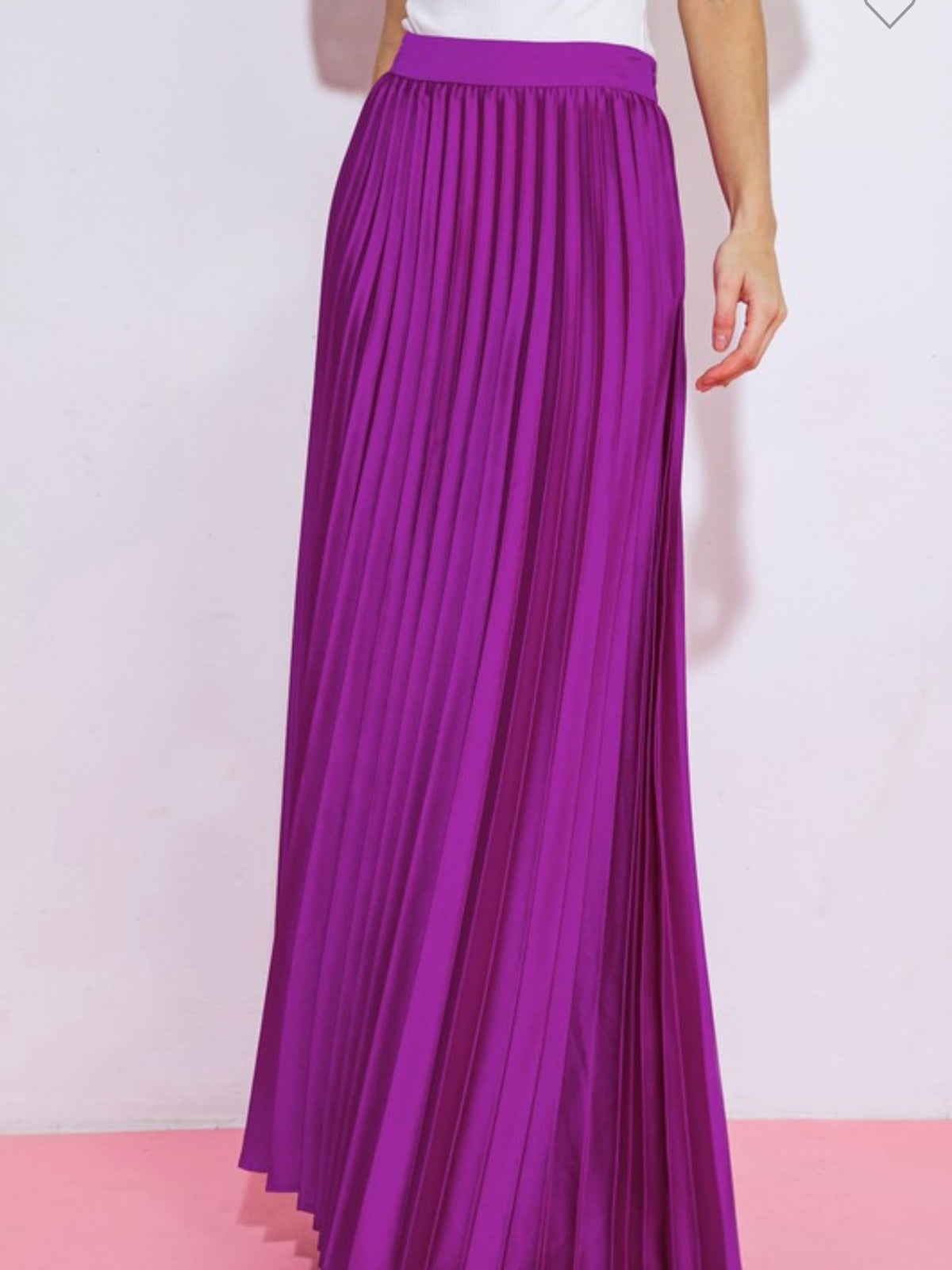 Magenta Pleated Maxi Skirt
