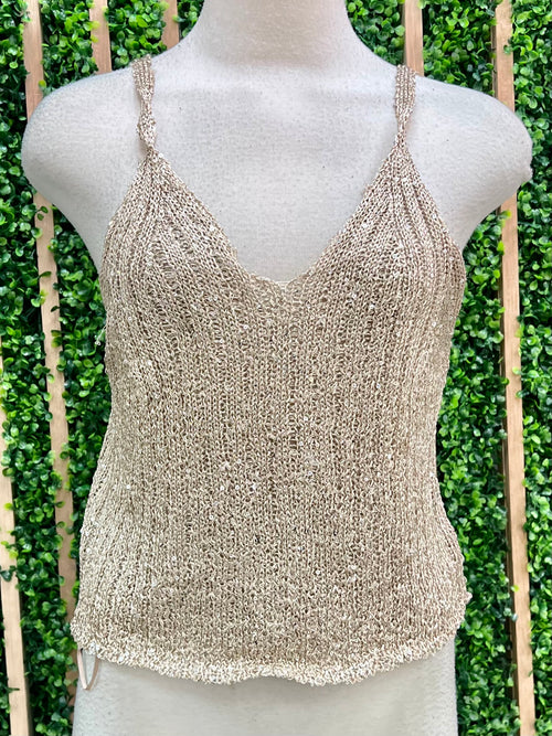 Gold Crochet Sleeveless Top