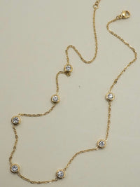 SS Rhinestone & Chain Necklace