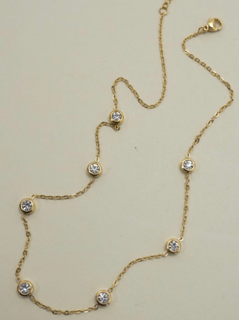 SS Rhinestone & Chain Necklace