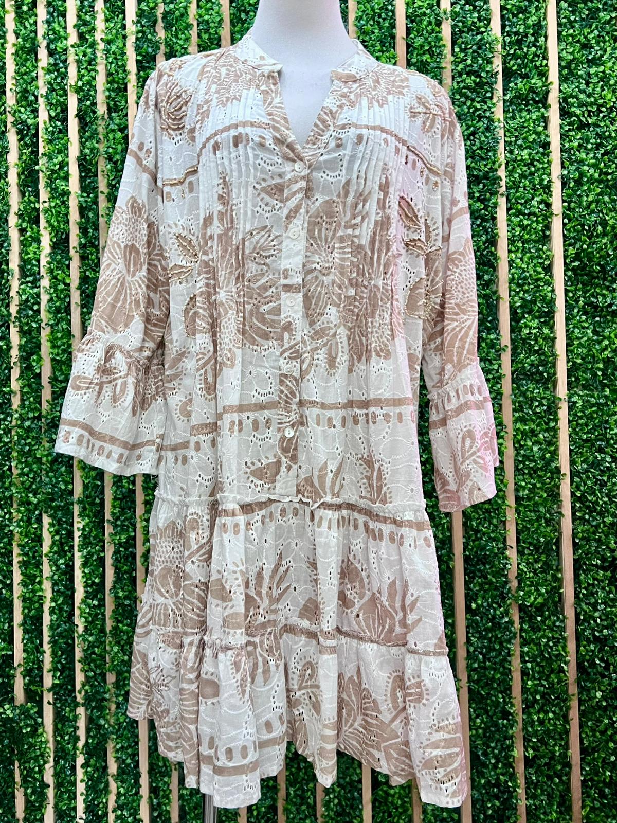 Italy Floral Eyelet Short Dress