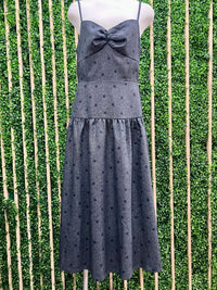 Navy Dots Sweetheart Midi Dress