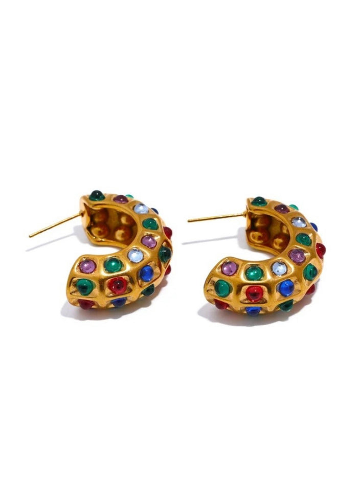 Multi Studded Open Hoop
