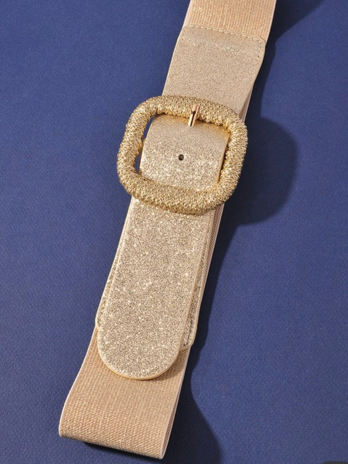 Decorative Buckle Sparkly Stretch Belt