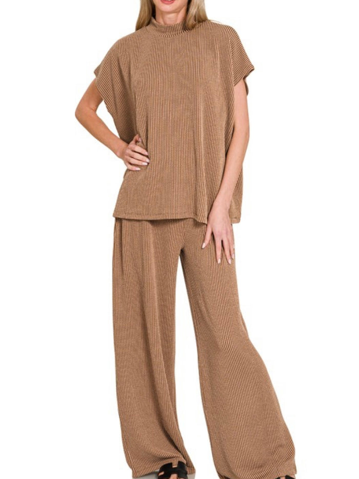 Ribbed Luxe Short Sleeve &Pant Set