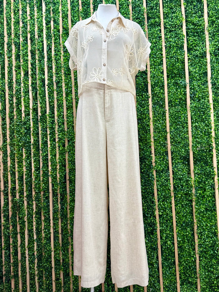 Cream Linen Pant