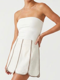 Scallop Trim Linen Mini Skirt