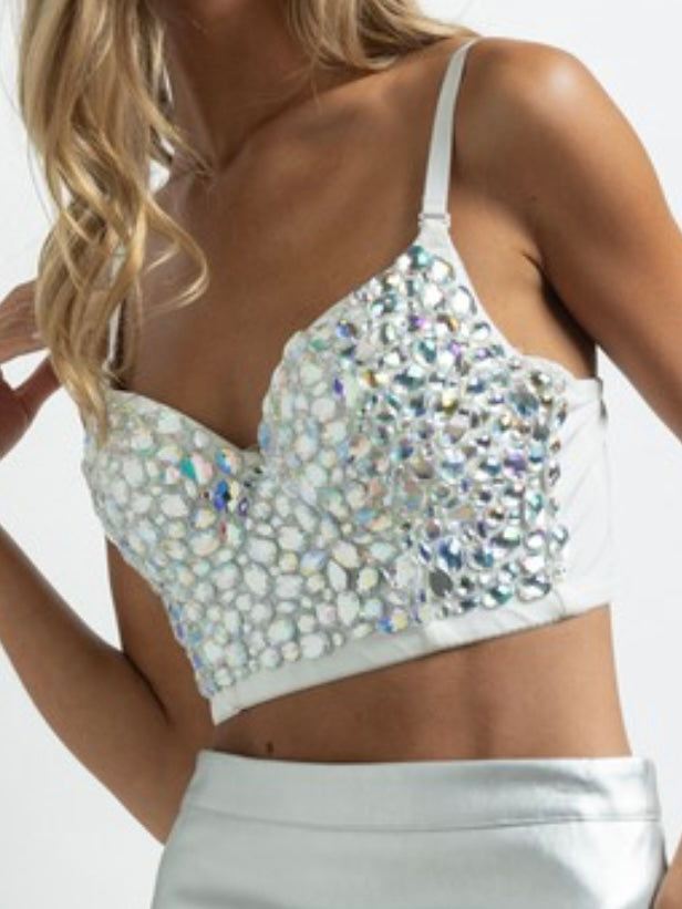 White Mirror Embellished Bustier