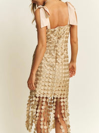 Beautiful Gold Lace Midi Dress