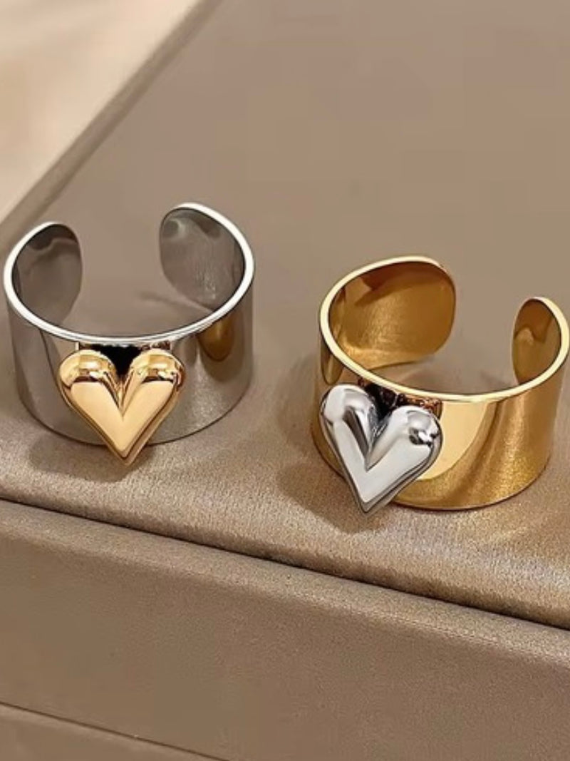 Stainless Steel Heart Detail Ring