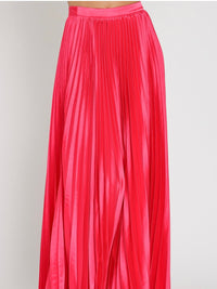 Red Satin Pleated Maxi