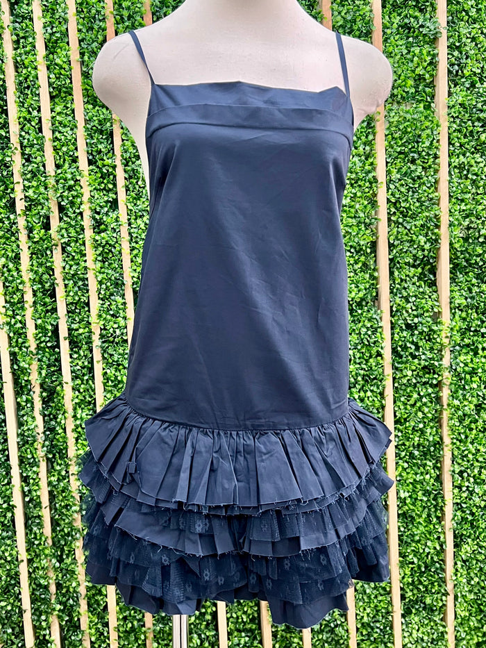 Ruffled Square Neck Short Dress
