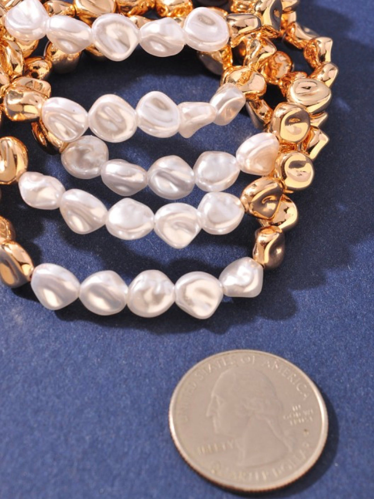 Pearl and Gold Bead Bracelet Set
