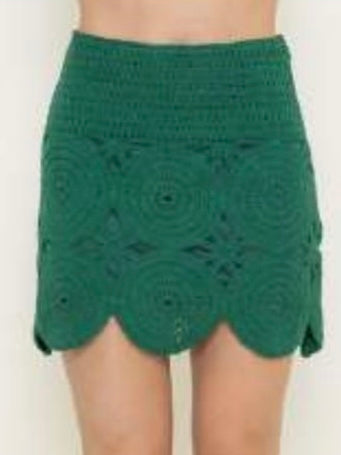 Green Crochet Short Skirt