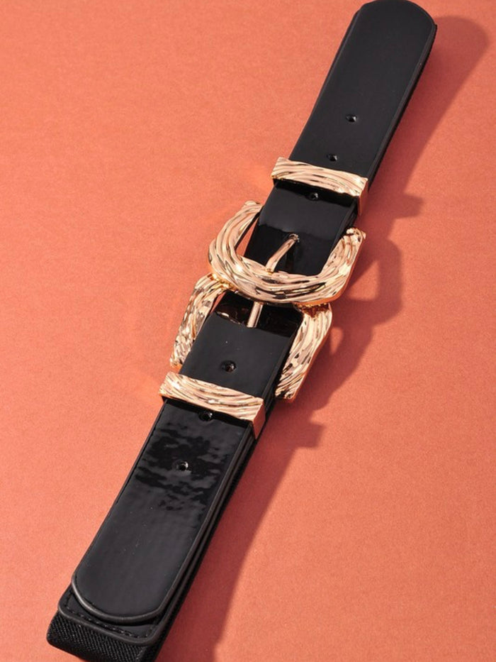 Double Textured Buckle Elastic Belt