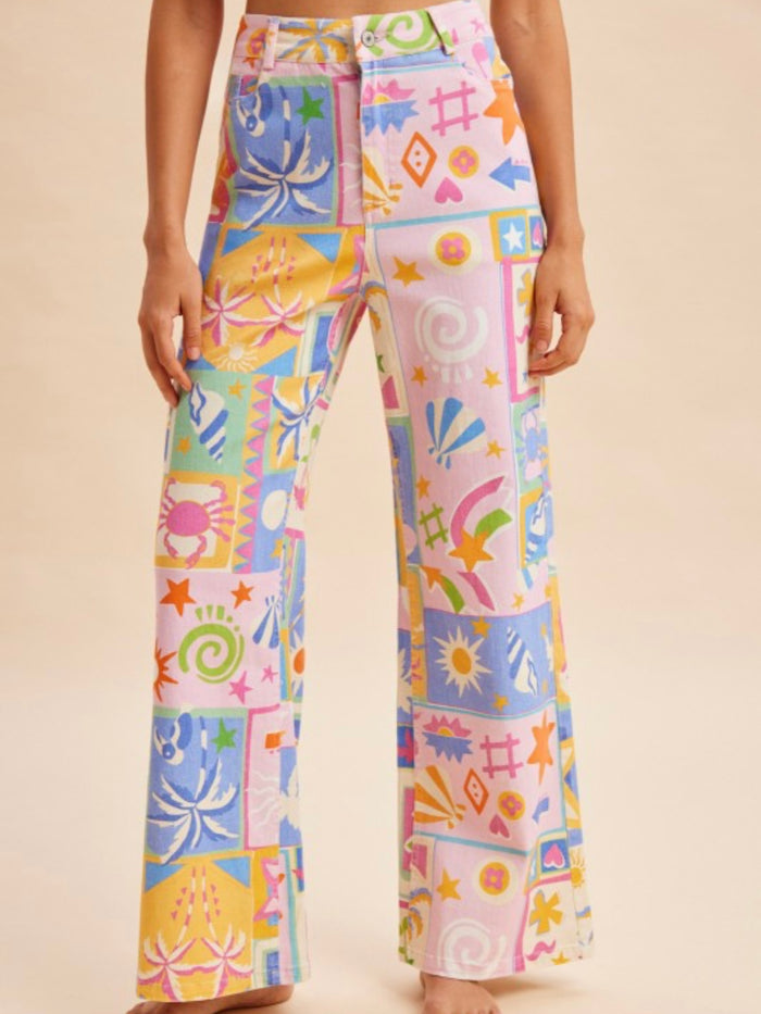 Sunset Postcard Wide-Leg Pants