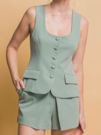 Button Down Fitted Vest Top